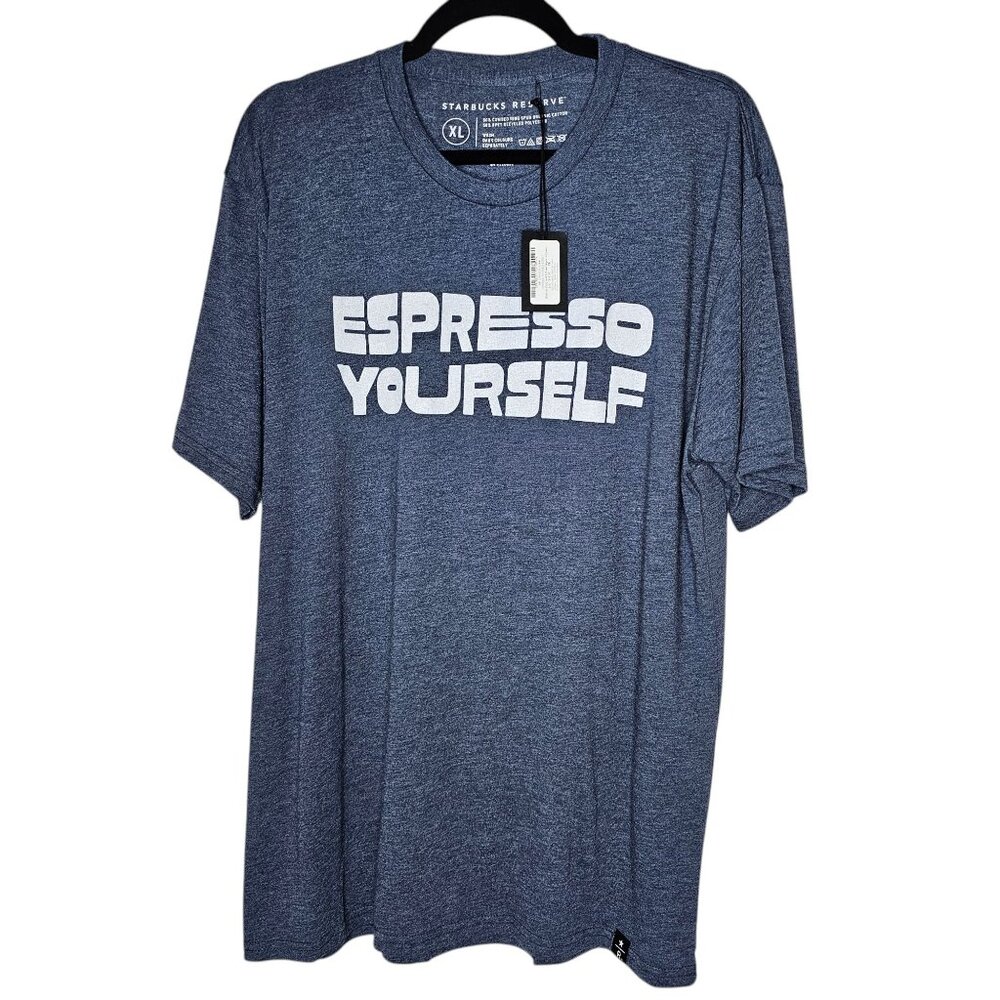 ⭐️Starbucks Reserve XL Blue Espresso Yourself Graphic Tee T Shirt Organic Cotton